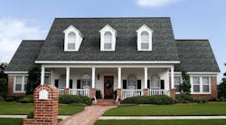 Owens Corning asphalt roofing in the Oakridge line's Estate Gray color Owens Corning asphalt roofing in the Oakridge line's Estate Gray color