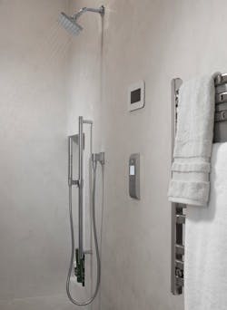 Kohler shower fixtures in the shower of The New American Home 2021 Kohler shower fixtures in the shower of The New American Home 2021