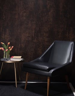 Formica's DecoMetal laminates collection shown in Copper patina Formica's DecoMetal laminates collection shown in Copper patina