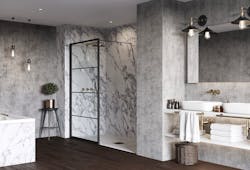Wilsonart Wetwall waterproof wall panels in Calacatta Statuario Wilsonart Wetwall waterproof wall panels in Calacatta Statuario