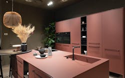 Arpa Industriale's Fenix surfacing in Rosso Jaipur in the kitchen Arpa Industriale's Fenix surfacing in Rosso Jaipur in the kitchen