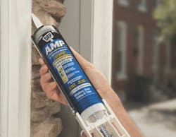 DAP AMP All Weather Window, Siding, and Door Sealant being applied to window-wall junction DAP AMP All Weather Window, Siding, and Door Sealant being applied to window-wall junction