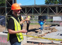 Alquist 3D CEO Zach Mannheimer at 3D printed house Alquist 3D CEO Zach Mannheimer at 3D printed house