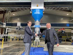 COBOD handshake with Matteo Belucci and Lund-Nielsen COBOD handshake with Matteo Belucci and Lund-Nielsen