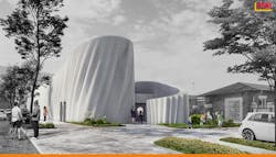 Rendering of 3D printed server hotel in Germany Rendering of 3D printed server hotel in Germany