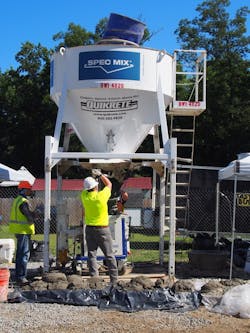 Concrete mixer at 3D printed house in Virginia Concrete mixer at 3D printed house in Virginia
