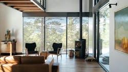 Goatbarn Lane - living room with viewing platform overhead, view of snow capped Rocky Mountain peaks Goatbarn Lane - living room with viewing platform overhead, view of snow capped Rocky Mountain peaks