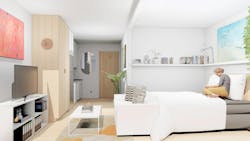 Studio apartment interior rendering modular Studio apartment interior rendering modular