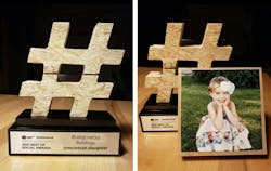 Huber Engineered Woods Award fashioned in the shape of a hashtag Huber Engineered Woods Award fashioned in the shape of a hashtag