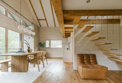 Modern wooden home interior living space Modern wooden home interior living space