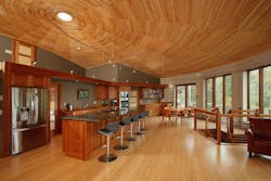 Open plan home interior all wood Open plan home interior all wood