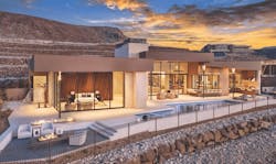 Rear View Of The New American Home 2024 Hsowing Its Stepped Roof Forms Rear View Of The New American Home 2024 Hsowing Its Stepped Roof Forms