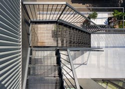 Chicago condominium modern iron stairwell Chicago condominium modern iron stairwell