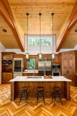 Herringbone wood beam frame kitchen Herringbone wood beam frame kitchen