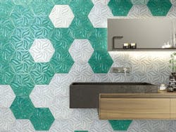 Realonda Ivy relief tile in teal and mist Realonda Ivy relief tile in teal and mist