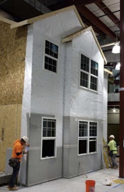 The factory-produced substrate PermaBase Cement Board claims that the product saves on install time The factory-produced substrate PermaBase Cement Board claims that the product saves on install time