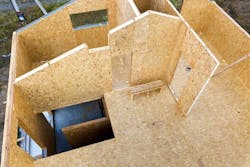 OSB panel on framed house OSB panel on framed house