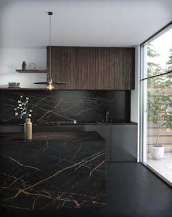 Black, gold marble kitchen counter Black, gold marble kitchen counter