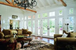 Traditional living room with French doors opening to the outside Traditional living room with French doors opening to the outside