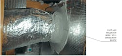 HVAC duct and insulation jacket well sealed with mastic HVAC duct and insulation jacket well sealed with mastic