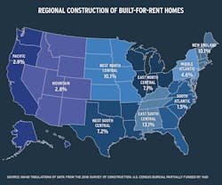 US map of regional construction of built-for-rent homes US map of regional construction of built-for-rent homes