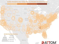 Map showing home affordability index Q4 2021 Map showing home affordability index Q4 2021