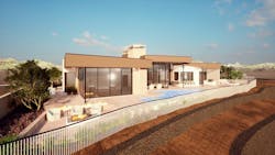 Rear view of The New American Home 2024 at the International Builders' Show Rear view of The New American Home 2024 at the International Builders' Show