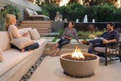 Infinite Fire Bowl in Oyster Shell with Honed finish from Kindred Outdoors + Surrounds. Photo: Kindred Outdoors + Surrounds Infinite Fire Bowl in Oyster Shell with Honed finish from Kindred Outdoors + Surrounds. Photo: Kindred Outdoors + Surrounds