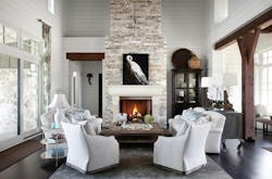 Light-filled living space featuring The Palacio in Oyster Shell with Honed finish from Kindred Outdoors + Surrounds Light-filled living space featuring The Palacio in Oyster Shell with Honed finish from Kindred Outdoors + Surrounds