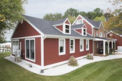 Celect Board and Batten Cellular Composite Siding in Carriage Red color Celect Board and Batten Cellular Composite Siding in Carriage Red color