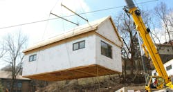 Modular unit lifted by crane for homebuilding Modular unit lifted by crane for homebuilding