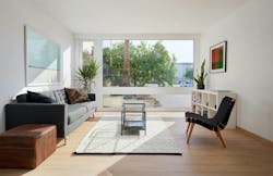 Interior loving room of modular apartment pod from Cassette Interior loving room of modular apartment pod from Cassette