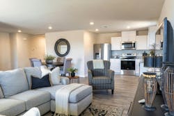 Diamond Age living room and kitchen interior 3D-printed home Diamond Age living room and kitchen interior 3D-printed home