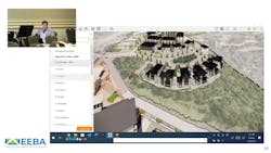 Man sharing screen showing virtual 3D tour of mixed-use development Man sharing screen showing virtual 3D tour of mixed-use development