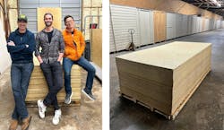 Founders of alternative structural panel company Plantd and their product Founders of alternative structural panel company Plantd and their product