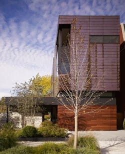Copper Development Association Orchard Willow Residence Wheeler Kearns Architects Credit Steve Hall Hedrich Blessing Side Shot Wood Wall Copper Development Association Orchard Willow Residence Wheeler Kearns Architects Credit Steve Hall Hedrich Blessing Side Shot Wood Wall