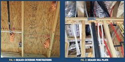 sealed exterior penetrations and sill plate for managing moisture in walls sealed exterior penetrations and sill plate for managing moisture in walls