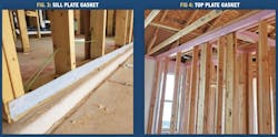 Sill plate gasket and top plate gasket for managing moisture in walls Sill plate gasket and top plate gasket for managing moisture in walls