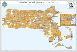 Map showing Stretch Code adoption in Massachusetts Map showing Stretch Code adoption in Massachusetts