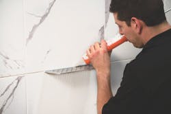 Schluter Systems Stainless Steel Shelf Install 2 Schluter Systems Stainless Steel Shelf Install 2