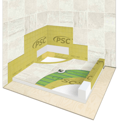WarmlyYours Shower Waterproofing and Floor Heating Kit Install Cross Section WarmlyYours Shower Waterproofing and Floor Heating Kit Install Cross Section