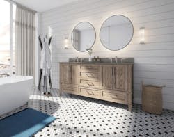BEMMA Luxury Vanity Collection Montauk Model wood in white bathroom- nstallation with tub BEMMA Luxury Vanity Collection Montauk Model wood in white bathroom- nstallation with tub
