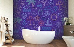 Artaic GLYPH Collection Storytime Beach Neon Bathroom with tub Artaic GLYPH Collection Storytime Beach Neon Bathroom with tub