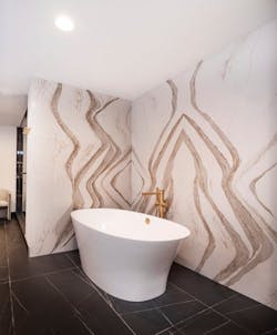 Cambria Bookmatched Quartz Surfacing Bathroom Cambria Bookmatched Quartz Surfacing Bathroom