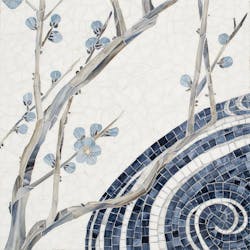 New Ravenna Gracie Collection Hand Painted Glass Mosaics Wave and Blossom New Ravenna Gracie Collection Hand Painted Glass Mosaics Wave and Blossom