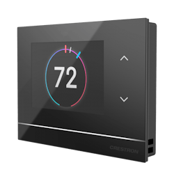Crestron Horizon Touchscreen Smart Thermostat Black Angle Crestron Horizon Touchscreen Smart Thermostat Black Angle