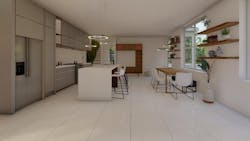 SYMBI Homes Duplex Project Rendering Kitchen Gray Cabinets SYMBI Homes Duplex Project Rendering Kitchen Gray Cabinets