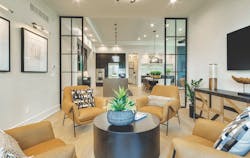 The living space and kitchen of TK Design & Associates' Terra luxury production home The living space and kitchen of TK Design & Associates' Terra luxury production home