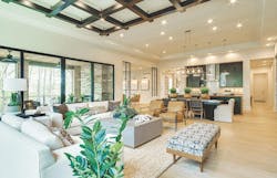 The living space and kitchen of TK Design & Associates' Terra luxury production home The living space and kitchen of TK Design & Associates' Terra luxury production home