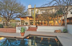 The outdoor living spaces and pool at 2023 BALA winner Saguaro Serenity The outdoor living spaces and pool at 2023 BALA winner Saguaro Serenity